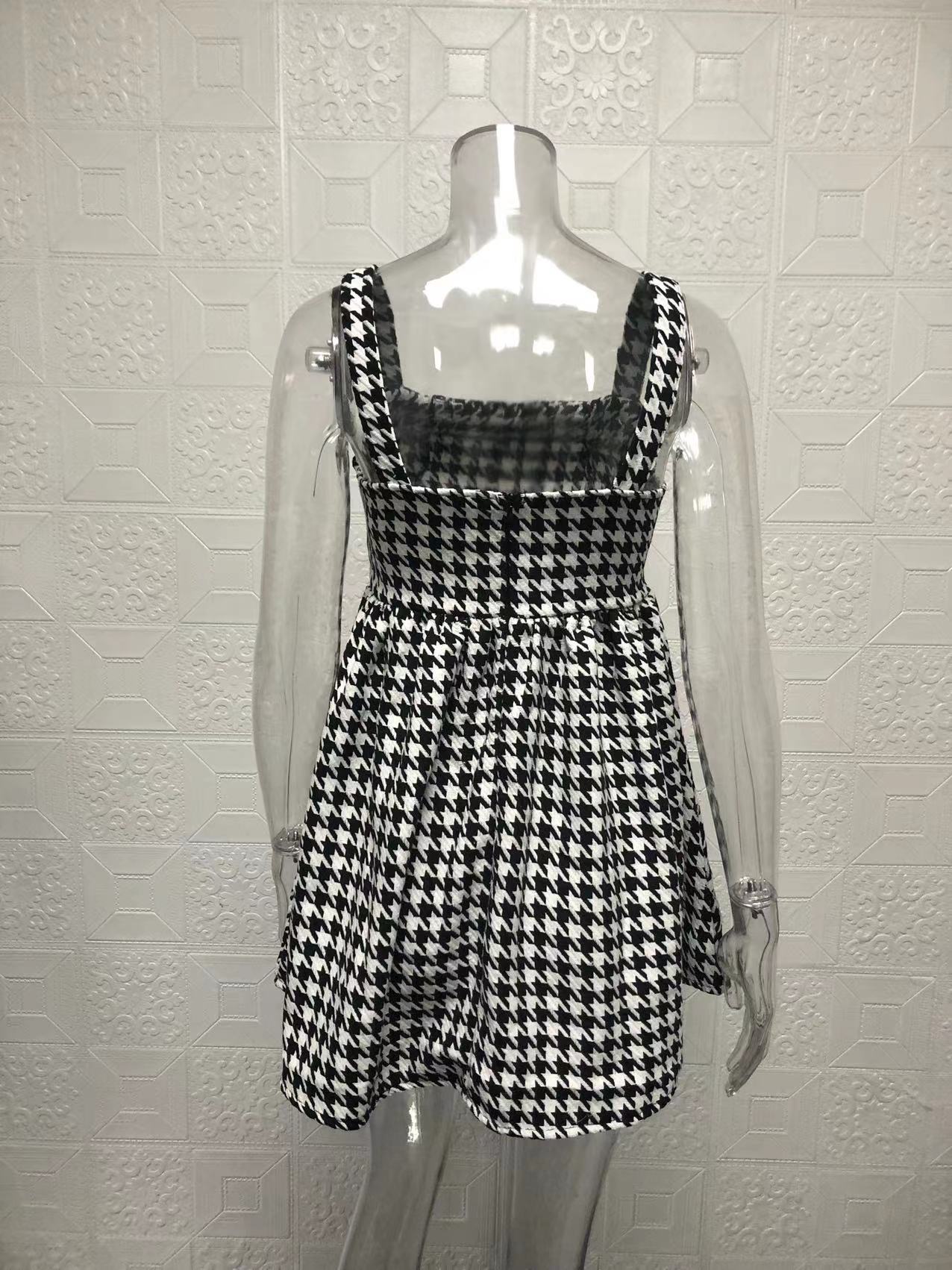 Chic Houndstooth A-Line Dress